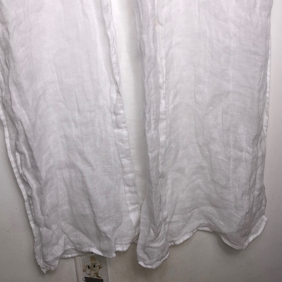 ENZA COSTA WHITE COTTON LINEN SHIRT DRESS - Picture 4 of 9